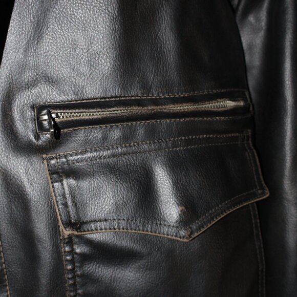 Denver Hayes Vintage Faux Leather Sherpa Jacket – Men’s Size L - Picture 6 of 8